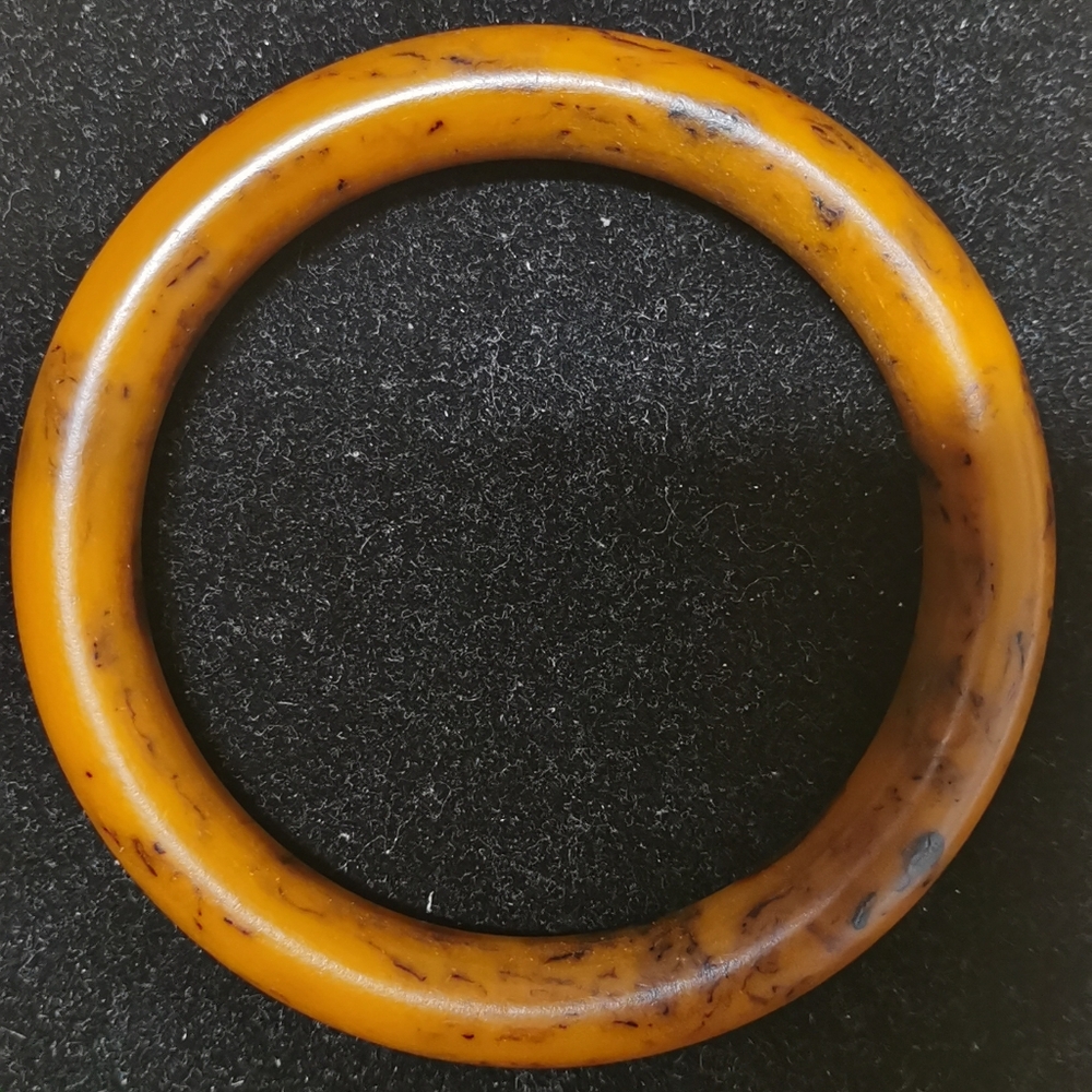 Butterscotch Root Beer Swirl Marbled Bakelite Bangle Bracelet Tested 32g - Picture 2 of 4